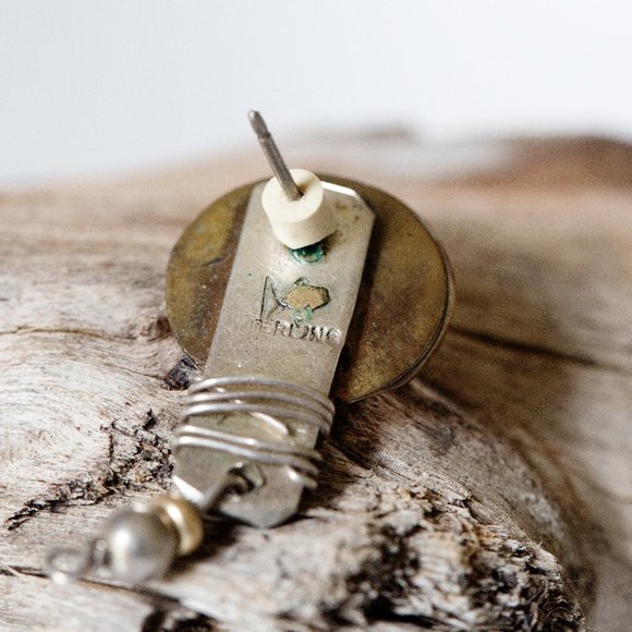 Peridot Stone Sterling Silver & Gold Earrings - Picture 4 of 4